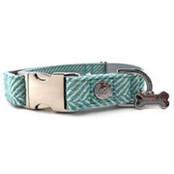 Tweed Pet Collar by Hugo & Hudson with Metal Buckle, Fits Small Dogs