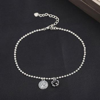 Real 925 Sterling Silver Ankle Bracelet for Women with Penta Star Design