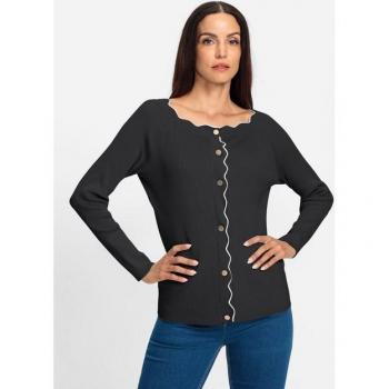 Ashley Brooke Veste Noire à Bord Ondulé, Taille 44