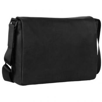 The Hague Black Leather Laptop Messenger Bag by Leonhard Heyden