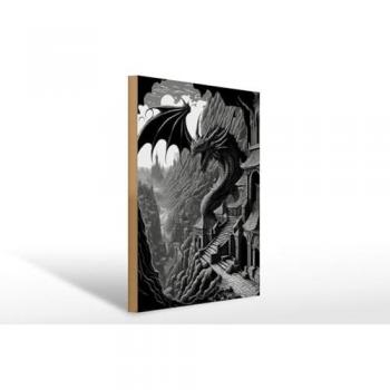 Wurzelstadt Drache Wandkunst 20x30cm