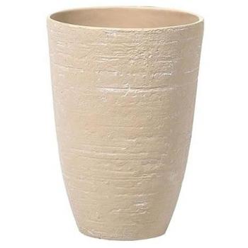 Pot de fleurs beige Camia 35×35×50 cm, forme vase, pierre/polyrésine