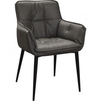 Set di Sedie Moderne in Metallo con Imbottitura Ecopelle Grigia