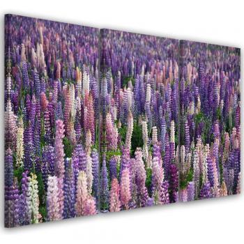 Three Panel Purple Meadow Canvas 60x40