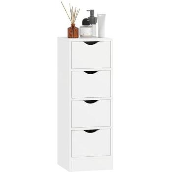 Homcom 4‑Drawer White Bathroom Shelf Cabinet – Free Standing