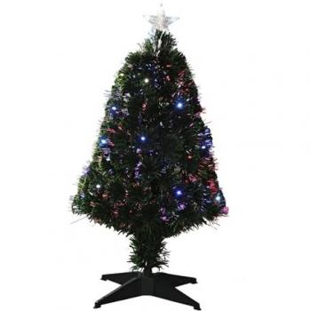 Navidad Wellhome Árbol de Fibra Óptica 20 Luces LED + Estrella 43×43×90 cm