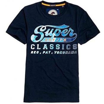 Superdry Herren Classics Lite Weight Tee T-Shirt, Blau