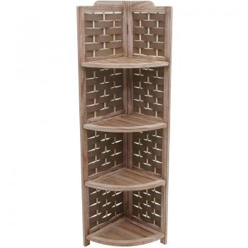 Scaffale Pieghevole 655 HHG, 4 Ripiani, Legno Intrecciato 110 cm, Marrone