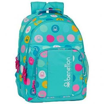 Mochila Escolar Benetton Turquesa 42cm