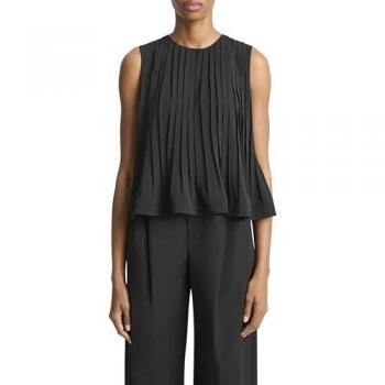 Black Vince A‑Line Pleated Tee – Size M