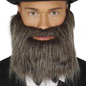 Barba e Baffi Grigi con Cintura Elastico