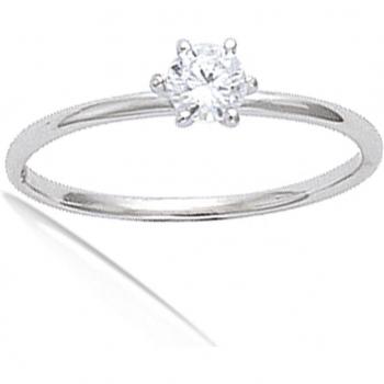 Bague 'Unique' argent rhodié blanche