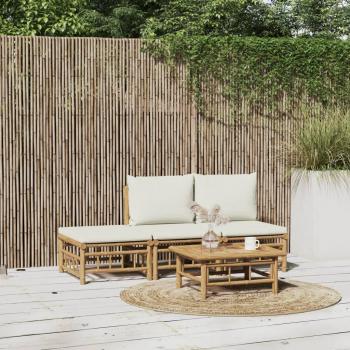 VidaXL 4 Piece Garden Lounge Set with Cream White Cushions