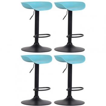 Set di 4 sgabelli da bar Anaheim in plastica blu e nera