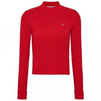 Pullover Tommy Jeans Essential Rib Rosa Intenso Donna Gr. M