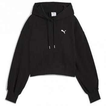 Felpa con cappuccio Wardrobe Ess Relaxed Cropped Nera Donna (Ripetuta)