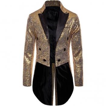 CYSINCOS Men's Sequin Wedding Blazer
