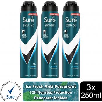 Sure Men Anti-Perspirant 72H Nonstop Protection Invisible Ice Advance Deodorant