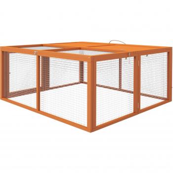 PawHut Conigliera da Esterno Pieghevole per 2-3 Roditori in Legno e Acciaio, 110x105x50 cm, Arancione