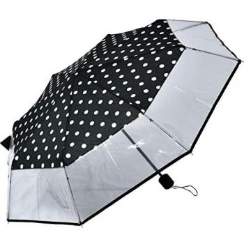 Falconetti Vouwparaplu 24 x 90 cm Zwart/Transparant Dots