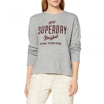 T-Shirt à Manches Longues avec Impression Superdry Maddie Ls pour Femme, en Gris Foncé (Dark Youthquake Marl 2sr), Taille XXS (Fabricant:6)