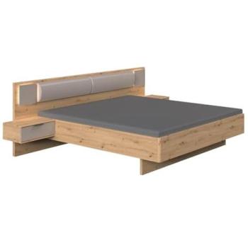 Lit double King Size 180x200 cm avec chevets et façade en verre gris