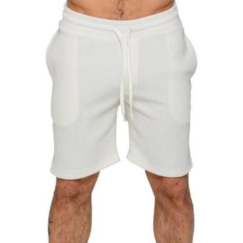 XL Enzo Men’s Stretch Pleated Shorts in Off‑White
