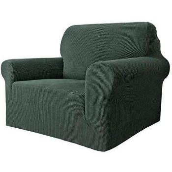 MAXIJIN Super Stretch Chair Covers for Living Room, 1-Piece Universal Chair Slipcover with Arms Jacquard Spandex Chair Protector Dogs Pet Friendly