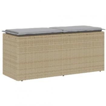 Panca da Giardino Polirata con Cuscino Beige 110x40x44 cm