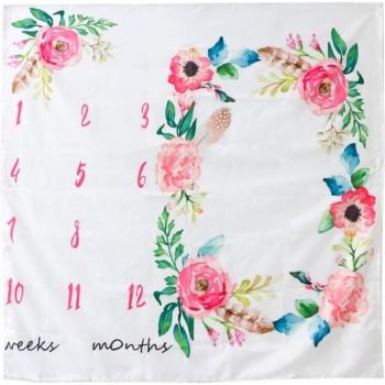 Floral Watercolor Milestone Blanket for Newborns