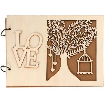 Carved Wooden Guest Book