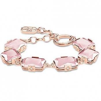 Pulsera de piedras grandes en rosa con acabado en oro rosa