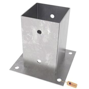 Ancrage de poteau en acier galvanisé 121 × 150 mm, support à visser – plate de fond bois