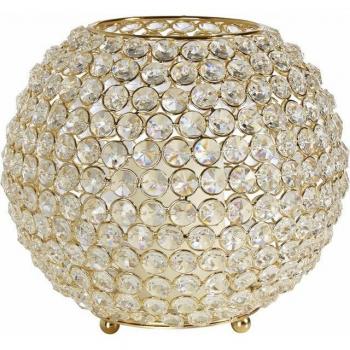 Windlicht HOME AFFAIRE Kristall, gold, H:18cm Ø:21cm