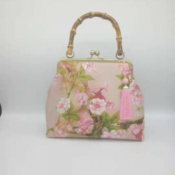 Unique Vintage Wood Floral Handbag