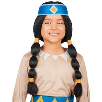 METAMORPH Indianerperücke Yakari in schwarz-blau-gelb