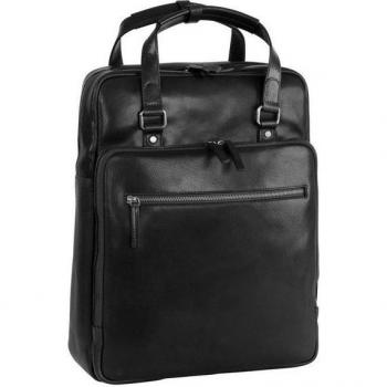 Roma 42 cm Leather Backpack, Black – With Dedicated Laptop Compartment