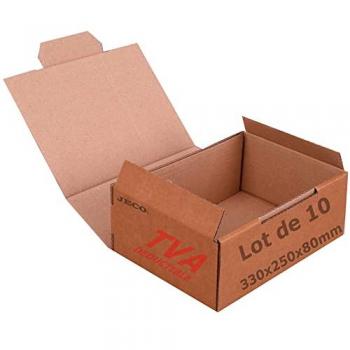 Lot de 10 cartons d'expédition 330x250x80 marron