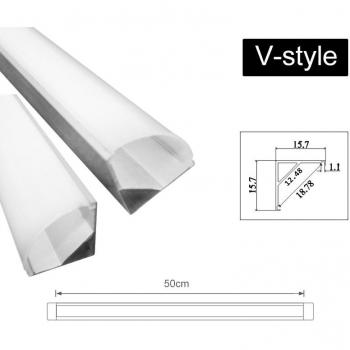 Küchenlicht‑Kanal 50 cm – Aluminium‑Halfter in U‑V‑YW-Form