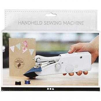 Mini machine à coudre portable, H: 6,7 cm, L: 20,5 cm, l: 3,5 cm, blanc, 1 pièce