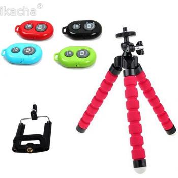 Flexibles Stativ für iPhone mit Bluetooth-Fernauslöser und Tischhalterung