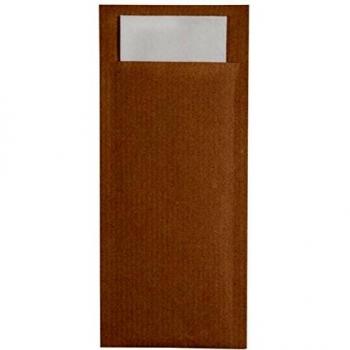 Nature's Touch Kraft Brown Cutlery Pouch with White Napkin (Pack of 600)