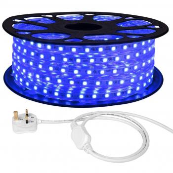 20M Blue LED Mains Power Strip for Outdoors