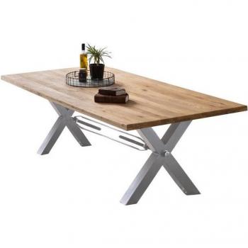Esstisch 200x100 cm Wildeiche natur mit Metallrahmen