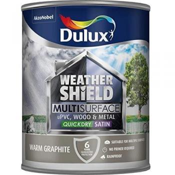 Dulux Weathershield Quick Dry Multi Surface Paint Satin Warm Graphite 750ml