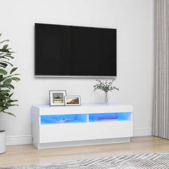 White TV Cabinet with LED Lights 100x35x40 cm vidaXL