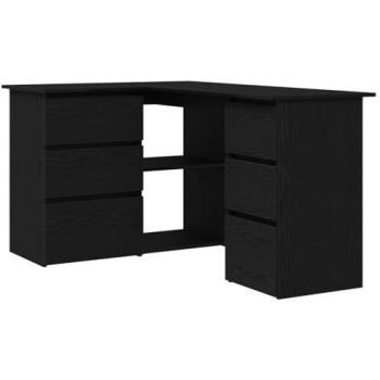 Bureau d'Angle Noir En Chêne Vidaxl 145 x 100 x 76 cm, bois de construction