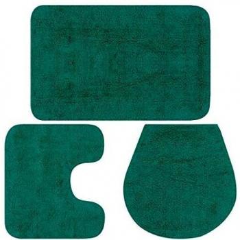 Vidaxl 3-Piece Fabric Bathroom Mat Set Turquoise