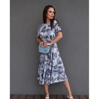 ISSA Plus Floral Dress S Deep Sky Blue