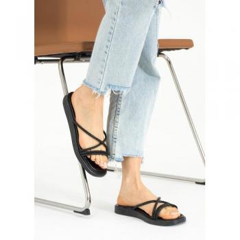 Sandali eleganti da donna con suola incrociata e decorazione in pietra 020-7501-23